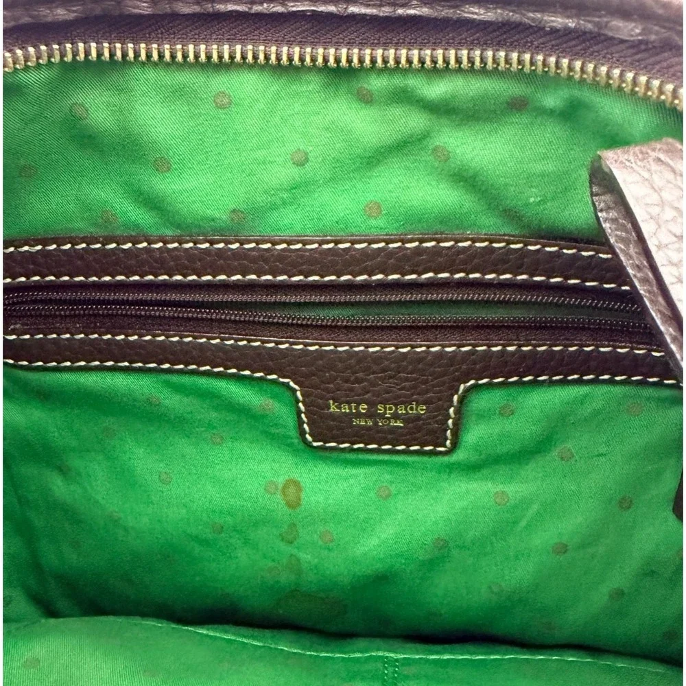 Kate Spade New York Brown Pebbled Leather Hobo Shoulder Bag Purse